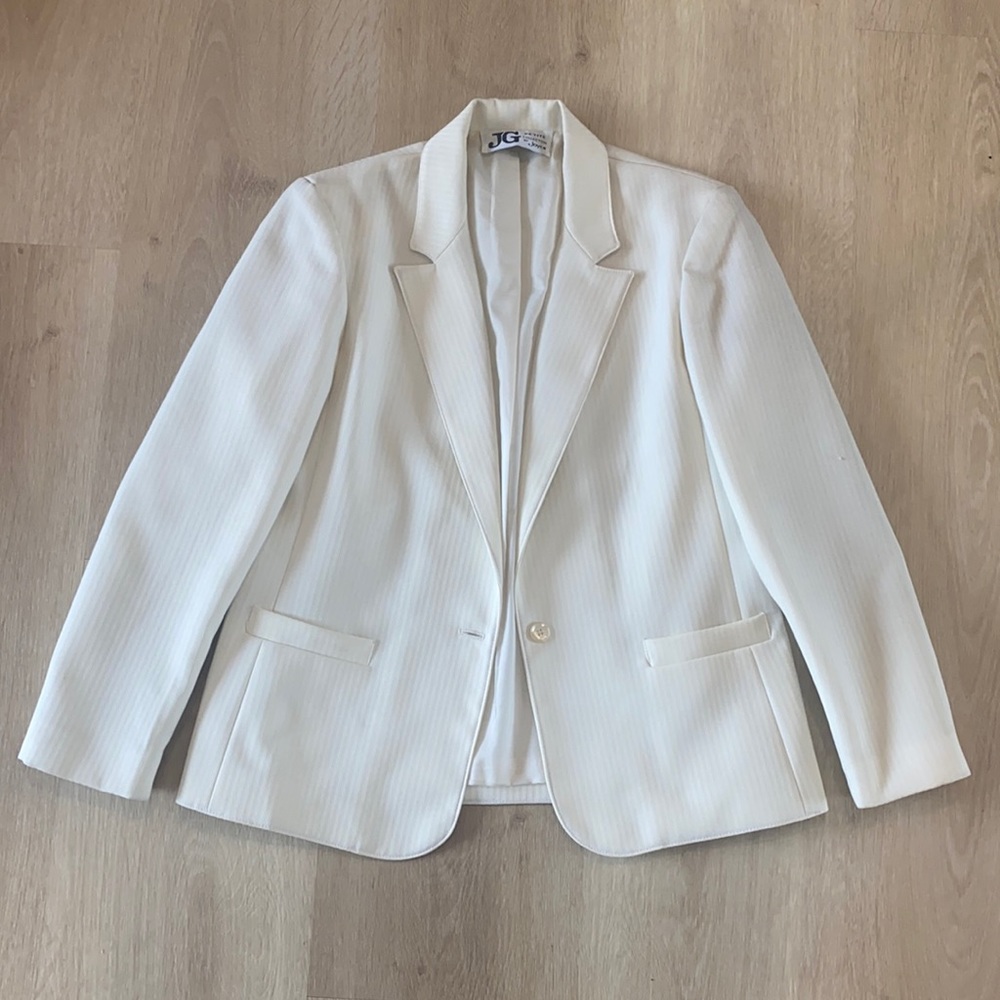 White pinstriped blazer